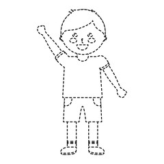 Fototapeta premium happy boy kid child icon image vector illustration design black dotted line