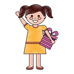 giril with gift box icon image vector illustration design 