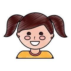 happy girl with pigtails kid child icon image vector illustration design 