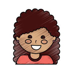 happy girl with curly hair kid child icon image vector illustration design 