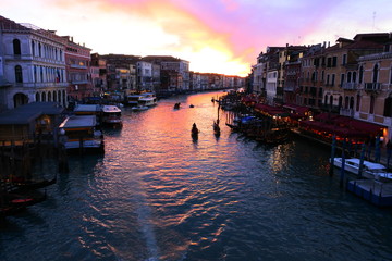 the sunset in Venice
