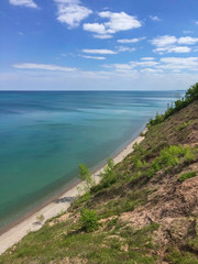 view of Lake Michigan from bluffs in Wisconsin