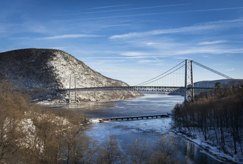 Hudson River and the Bear Mountain Bridge in Winter