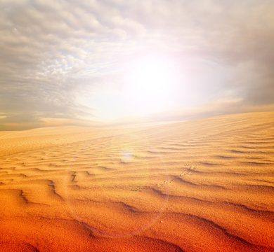 Sunset over the Sahara Desert