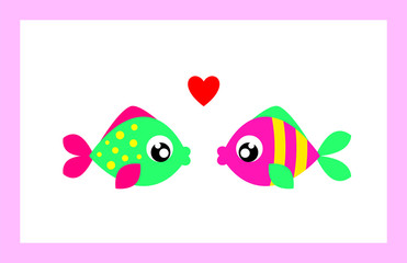 cute valentine fish vector. cute wedding fish vector