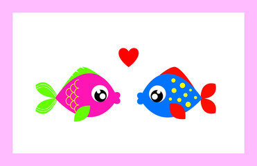 cute valentine fish vector. cute wedding fish vector