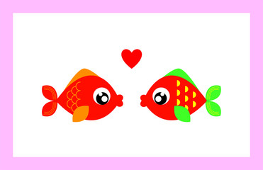 cute valentine fish vector. cute wedding fish vector