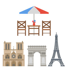 Paris icons vector famous travel cuisine traditional modern france culture europe eiffel fashion design architecture symbols illustration.