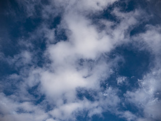 Cloudy with blue skies