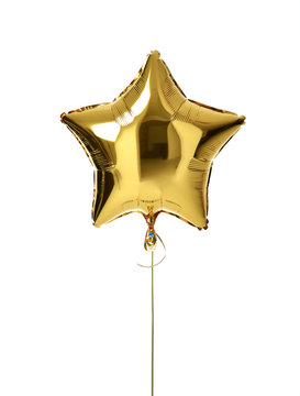 Single big gold star balloon object for birthday  party 