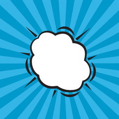 blank template comic speech bubble vector illustration with pop art style on blue background.