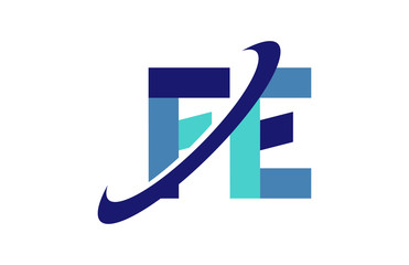 FE Ellipse Swoosh Ribbon Letter Logo