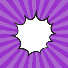 blank template comic speech bubble vector illustration with pop art style on purple background.