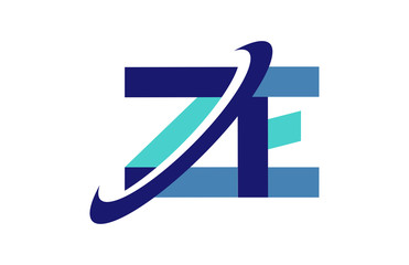 ZE Ellipse Swoosh Ribbon Letter Logo