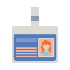 identification card with half body woman picture and faceless with long wavy hair in colorful silhouette vector illustration