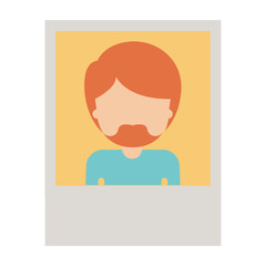 identification photo of faceless guy with short hair and van dyke beard in colorful silhouette vector illustration