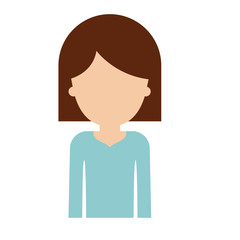 half body faceless woman with hair middle length in colorful silhouette vector illustration