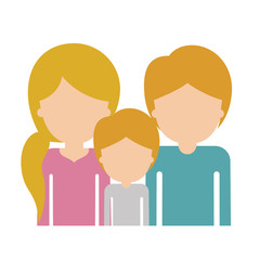 Obraz na płótnie Canvas half body faceless family group with blonde hair in colorful silhouette vector illustration