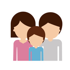 Obraz na płótnie Canvas half body faceless family group with brown hair in colorful silhouette vector illustration