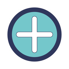 plus icon in circle in blue color sections silhouette vector illustration
