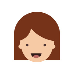 people graphic face of woman with middle length hair in colorful silhouette vector illustration