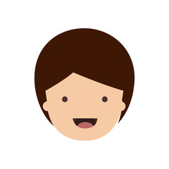 Fototapeta premium people graphic face of child with short hair in colorful silhouette vector illustration