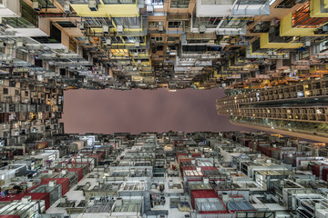 Fototapeta na wymiar Yick Fat Building is a Concrete jungle located in Hong Kong which is one of densely populated human settlement