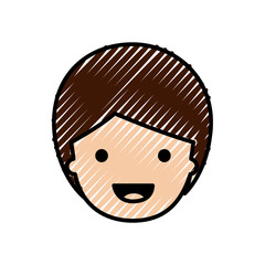 people graphic face of child with short hair in colored crayon silhouette vector illustration