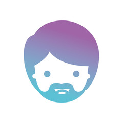 people graphic face of man with short hair and van dyke beard in degraded blue to purple color silhouette vector illustration