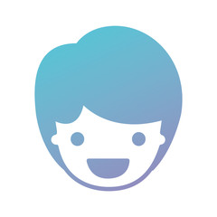 people graphic face of kid with short hair in degraded blue to purple color silhouette vector illustration