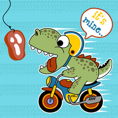 funny monster cartoon on motorbike