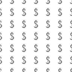 Dollar sign icon brush lettering seamless pattern, Grunge calligraphic symbols background, vector illustration