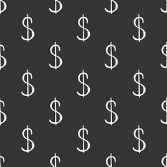 Dollar sign icon brush lettering seamless pattern, Grunge calligraphic symbols background, vector illustration