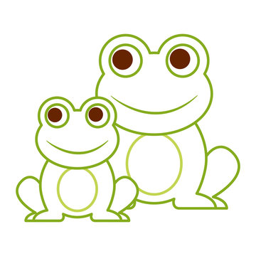 frogs cute animal sitting cartoon vector illustration color line design