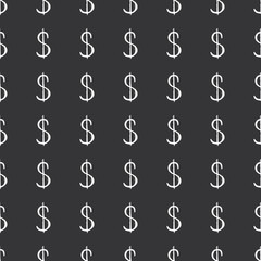 Dollar sign icon brush lettering seamless pattern, Grunge calligraphic symbols background, vector illustration