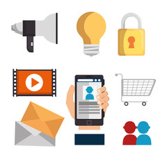 set of colorful social network icons