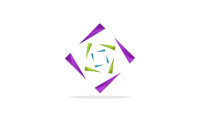 Rectangle Logo with lines. Square unusual icon Design, Color Square Camera Shutter Logo. Box Photo Camera Logotype