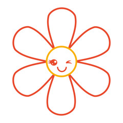 Fototapeta na wymiar orange flower kawaii cartoon botanical icon vector illustration color line design