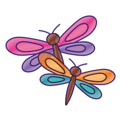 two dragonflies cute animal cartoon vector illustration drawing design