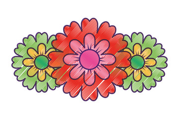 three flower natural decoration ornament image vector illustration drawing design