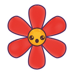 orange flower kawaii cartoon botanical icon vector illustration drawing design