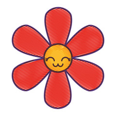 Fototapeta na wymiar orange flower kawaii cartoon botanical icon vector illustration drawing design