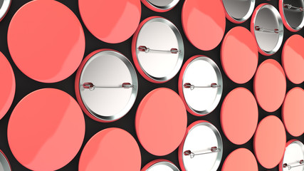 Blank red badges on black background