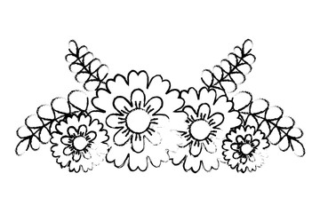 three flower natural decoration ornament image vector illustration sketch design