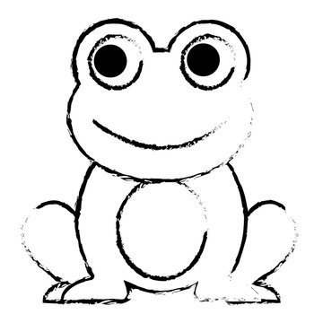 frog cute animal sitting cartoon vector illustration sketch design