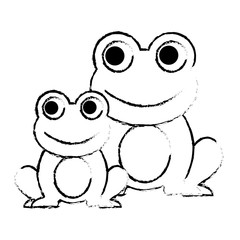 frogs cute animal sitting cartoon vector illustration sketch design