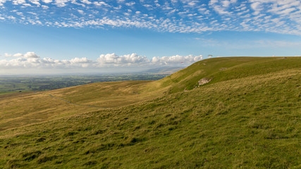 Paragliding near the Nine Standards Rigg near Kirkby Stephen, Yorkshire Dales, Cumbria, UK