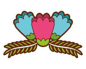 three flower natural decoration ornament image vector illustration