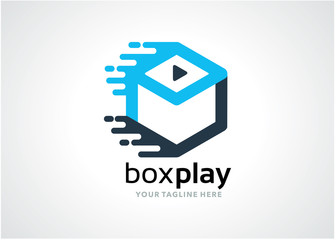 Box Play Logo Template Design Vector, Emblem, Design Concept, Creative Symbol, Icon