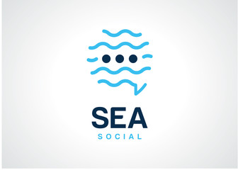 Sea Social Logo Template Design Vector, Emblem, Design Concept, Creative Symbol, Icon